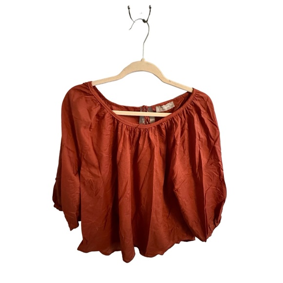 Everlane The Ruched Air Oversized Cotton Blouse - Burnt Sienna - Picture 2 of 5
